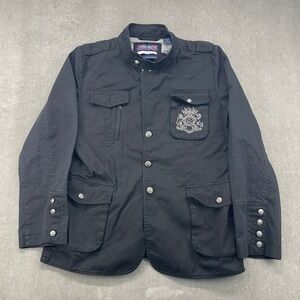 English Laundry Mens XL Black Montgoery Blazer Military Jacket Peoples Army